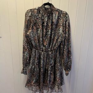 Floral Metalic Print Dress